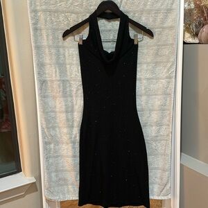 Arden B halter neck, black cocktail dress